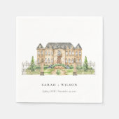 クラシーガーデンシャトーマナーウォーターカラー結婚ズ スタンダードカクテルナプキン (正面)