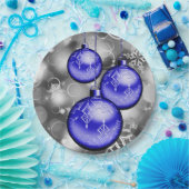 クラシークリスマスブルーシルバーグレー紙プレート ペーパープレート (パーティー)