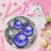 クラシークリスマスブルーシルバーグレー紙プレート ペーパープレート (パーティー)