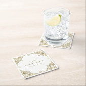 クラシーグラム金ゴールドアールデコ華美ブライダルシャワー スクエアペーパーコースター (インサイチュ)