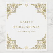 クラシーグラム金ゴールドアールデコ華美ブライダルシャワー ワインラベル (シングルラベル)