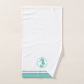 クラシーコーストティール（緑がかった色）シーホース バスタオルセット (ハンドタオル)