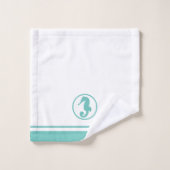 クラシーコーストティール（緑がかった色）シーホース バスタオルセット (ウォッシュタオル)