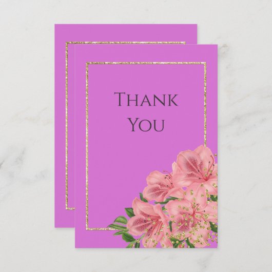 クラシーコーナーフローラ&グリッター紙吹雪誕生日 サンキューカード (正面/裏面)