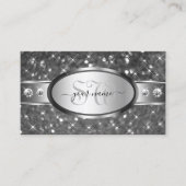 クラシーシルバーグリッタースパークルダイヤモンドイニシャル 名刺 (正面)