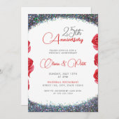 クラシーシルバーグリッター25結婚周年 招待状 (正面/裏面)