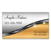 クラシーシルバー金ゴールドトーン美しい マグネット名刺 (正面)