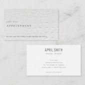 クラシーシンプルアイボリーホワイトレザー文字アポイントメント 名刺 (正面/裏面)