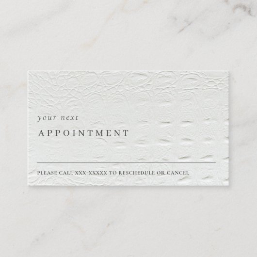 クラシーシンプルアイボリーホワイトレザー文字アポイントメント 名刺 (正面)