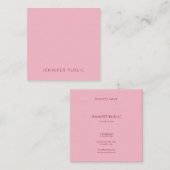 クラシーシンプルテンプレート淡い色のピンクモダンシック スクエア名刺 (正面/裏面)