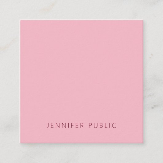 クラシーシンプルテンプレート淡い色のピンクモダンシック スクエア名刺 (正面)
