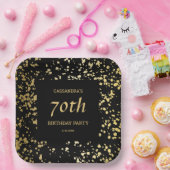 クラシージーエジプト金ゴールドスプリンクルズブラック誕生日 ペーパープレート (パーティー)