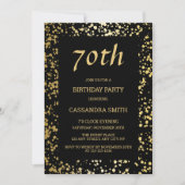 クラシージーエジプト金ゴールドスプリンクルズブラック誕生日 招待状 (正面)