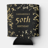 クラシージーエジプト金ゴールドスプリンクルズブラック誕生日 缶クーラー (裏面)