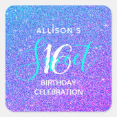 クラシースイート16ティール（緑がかった色）パープルグリッターグラデーション名 スクエアシール (正面)