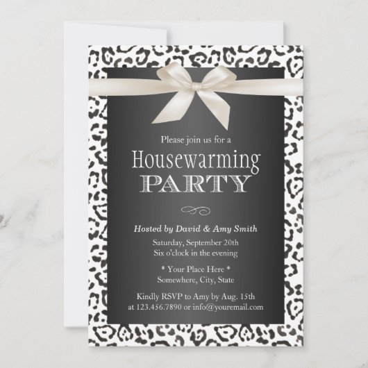 クラシースノーLeopardプリント引っ越し祝いパーティーパーティー 招待状 (正面)