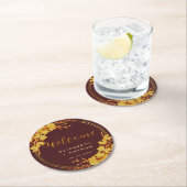 クラシースラグジュアリーブルゴーニュ金ゴールド結婚フローラの歓迎 ラウンドペーパーコースター (インサイチュ)