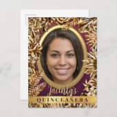 クラシースラグジュアリー金ゴールドカスタムフローラフォトキンセアニラ インビテーションポストカード (正面/裏面)