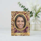 クラシースラグジュアリー金ゴールドカスタムフローラフォトキンセアニラ インビテーションポストカード (スタンド正面)