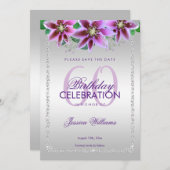 クラシーダイヤモンド&フラワーズ誕生日 セーブザデート (正面/裏面)