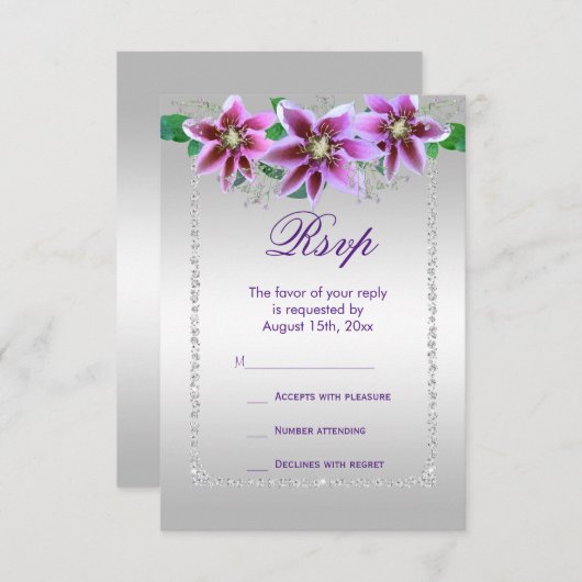 クラシーダイヤモンド&フラワーズ誕生日 出欠カード (正面/裏面)