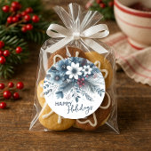 クラシーダークティール(緑がかった色)ブルーレッドフローラホリデーリース ラウンドシール