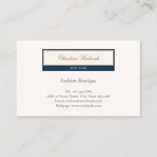 クラシーネイビーブルーアイボリー 名刺 (裏面)