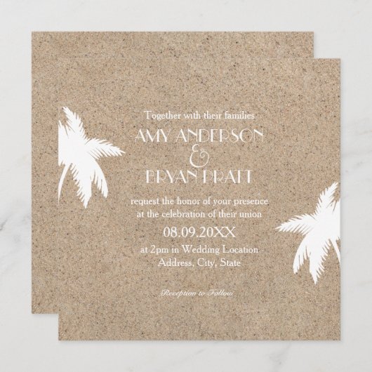 クラシーパームツリービーチ結婚式招待状 招待状 (正面/裏面)