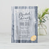 クラシービーチテーマブルードリフトウッドブライダルシャワー 招待状 (スタンド正面)