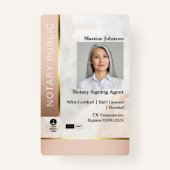 クラシーピンク&金ゴールドマーブルカスタム公証人ID バッジ (正面)