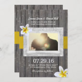 クラシーフランジパニフラワーカスタムフォト結婚ズ 招待状 (正面/裏面)