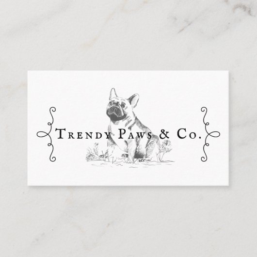 クラシーブティックスタイルペットサロンフランスのブルドッグ 名刺 (正面)