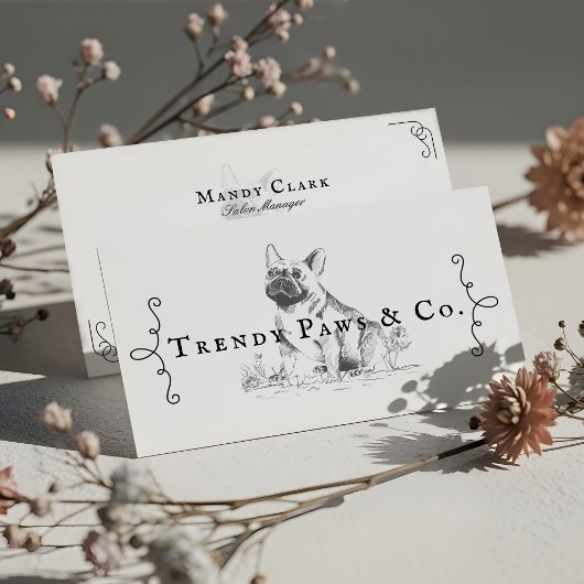 クラシーブティックスタイルペットサロンフランスのブルドッグ 名刺