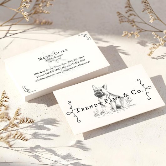 クラシーブティックスタイルペットサロンフランスのブルドッグ 名刺