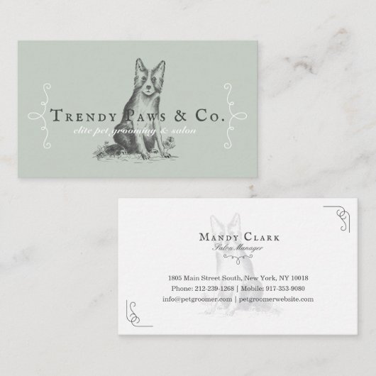 クラシーブティックスタイルペットサロン縁どコリードッグ 名刺 (正面/裏面)