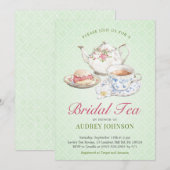 クラシーブライダルハイティーフローラティーポット開花パステル 招待状 (正面/裏面)