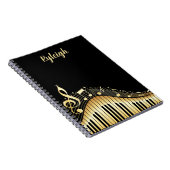 クラシーブラックと金ゴールドミュージカル パーソナライズされた ノートブック (右側)