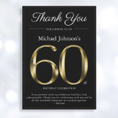 クラシーブラックと金ゴールド60番目の誕生日サンキューカード 招待状