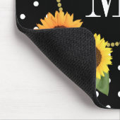 クラシーブラックアンティークフローラ水玉模様モノグラム マウスパッド (コーナー)