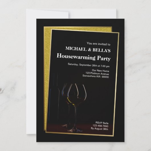 クラシーブラック金ゴールドグリッター引っ越し祝いパーティーパーティー (正面)