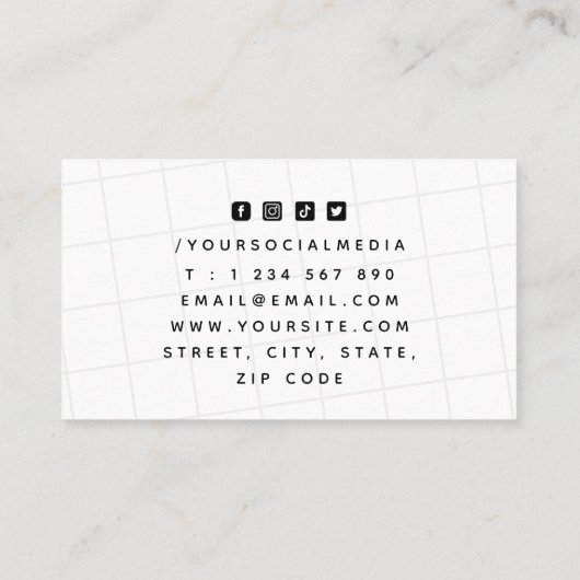 クラシーブラック&ホワイトテニスコートプロフェッショナル 名刺 (裏面)