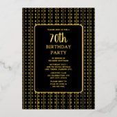クラシーブラック&金ゴールド70カスタム歳の誕生日パーティー 箔招待状 (正面)