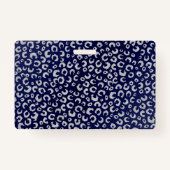 クラシーブルーシルバーグリッターレオパードアニマルプリント バッジ (裏面)