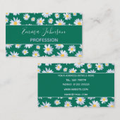 クラシーホワイトデイジーフラワーズボタニックグリーンデザイン 名刺 (正面/裏面)