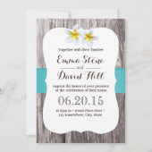 クラシーホワイトフランギパニブルービーチ結婚式 招待状 (正面)