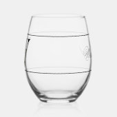 クラシーホワイトフローラ装飾イニシャルW ステムなしワイングラス (左)