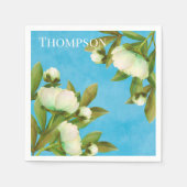 クラシーホワイトペニーフローラブーケ スタンダードカクテルナプキン (正面)