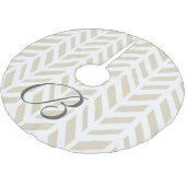 クラシーホワイト&ベージュヘリンボーンファミリーイニシャル ブラッシュドポリエステルツリースカート (アングル)