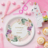 クラシーボホトロピカル赤面パープルフローラズ ペーパープレート (パーティー)