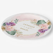 クラシーボホトロピカル赤面パープルフローラズ ペーパープレート (アングル)